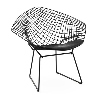 Fauteuil Diamond, Avec coussin, Revêtement protecteur noir Rilsan, Vinyl noir