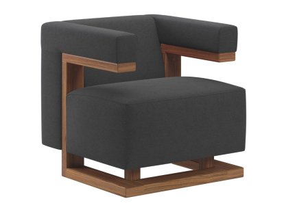 Fauteuil Gropius F51, Tissu Cavalerie, Anthracite, Noyer