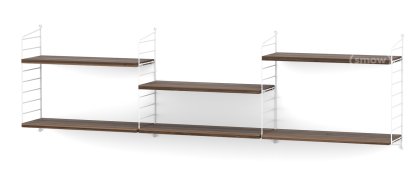 Étagère murale L String, 20 cm, Blanc, Placage noyer