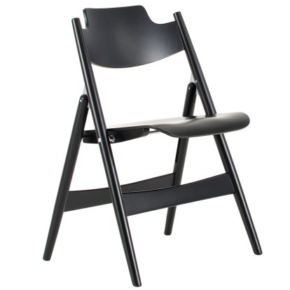 Chaise pliante SE 18, Sans liaison de rangée, Hêtre teinté entièrement, Noir