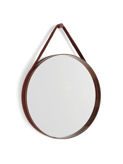 Miroir Strap No 2, ø 50 cm, Marron foncé