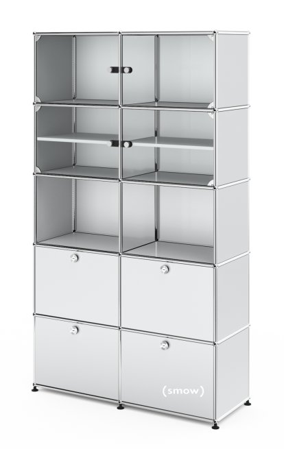 Vitrine USM Haller, H 179 x L 103 x P 38 cm, Argent mat USM, Sans serrures