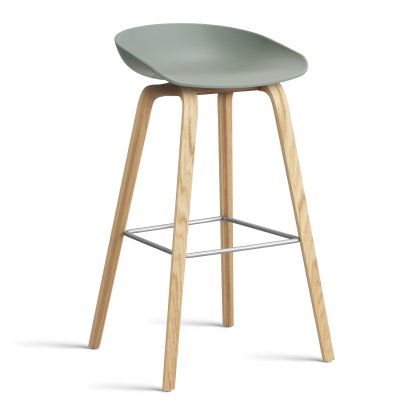 About A Stool AAS 32, Version bar: hauteur de l'assise 74 cm, Chêne laqué, Fall green 2.0