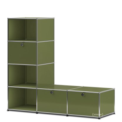Étagère-banc USM Haller Type 1, Vert olive RAL 6003