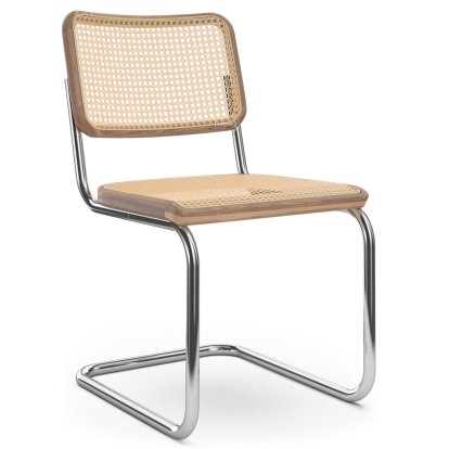 Chaise S 32 V Pure Materials, Noyer / naturel, Chromé, Patins en plastique noir avec feutre