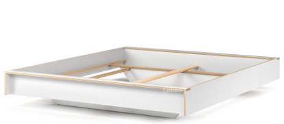 Lit Flai, 180 x 200, Sans tête de lit, CPL blanc, Sans sommier