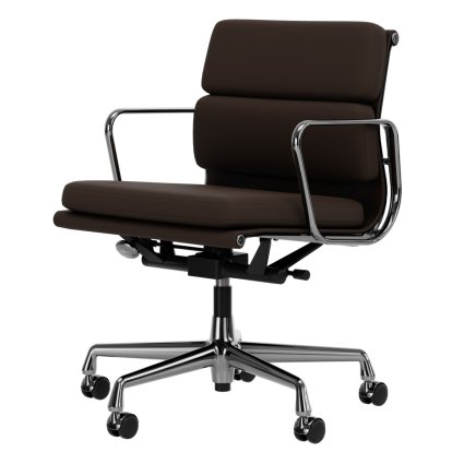 Soft Pad Chair EA 217, Chromé, Cuir Premium F châtaigne, Plano marron