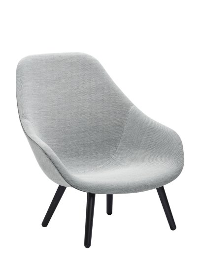 Fauteuil About A Lounge Chair High AAL 92, Steelcut Trio 133 - gris clair, Chêne laqué noir, Sans coussin d'assise