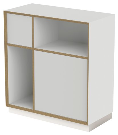 Étagère Vertiko Ply, Version 3, Blanc pur, Avec socle