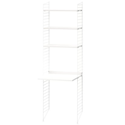 Étagère au sol avec bureau intégré String System, Laqué blanc