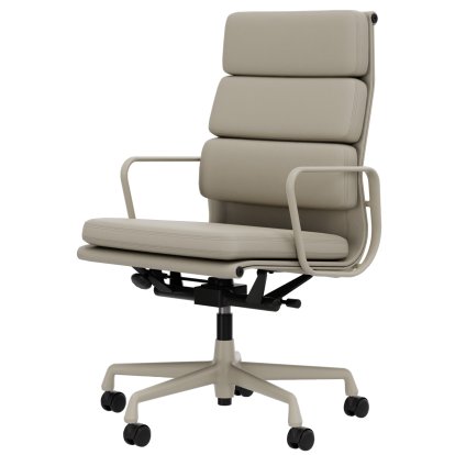 Soft Pad Chair EA 219, Aluminium revêtu par poudre couleur craie, Cuir standard clay , plano parchment cream-whiteStandard clay , plano parchment cream-white, Durs pour tapis