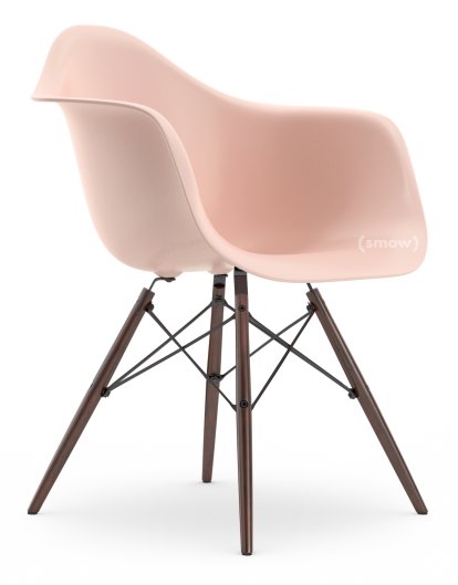 Eames Plastic Armchair DAW, Rose pâle, Sans rembourrage, Sans rembourrage, Version standard - 43 cm, Érable foncé