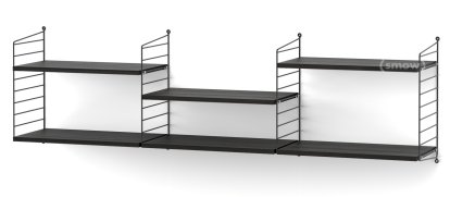 Étagère murale L String, 30 cm, Noir, Placage frêne noir