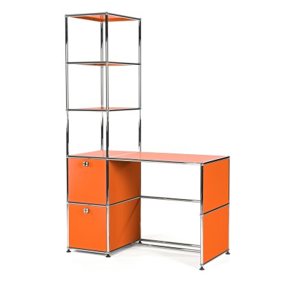Bureau USM Haller avec étagère haute, Orange pur RAL 2004