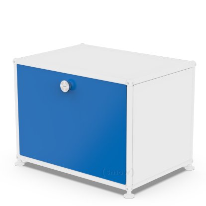 Porte abattante USM Haller, 50 cm x 35 cm, Bleu gentiane RAL 5010, Avec poignée sans serrure