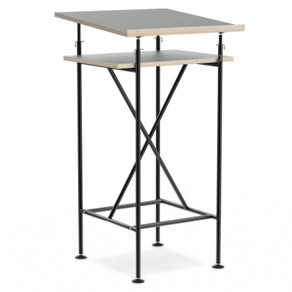 Pupitre Milla, 50cm, Noir, Linoleum gris cendré (Forbo 4132) avec bords chêne