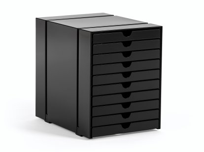 Casiers USM Inos C4 pour étagère USM Haller, Avec 10 plateaux, Noir graphite RAL 9011
