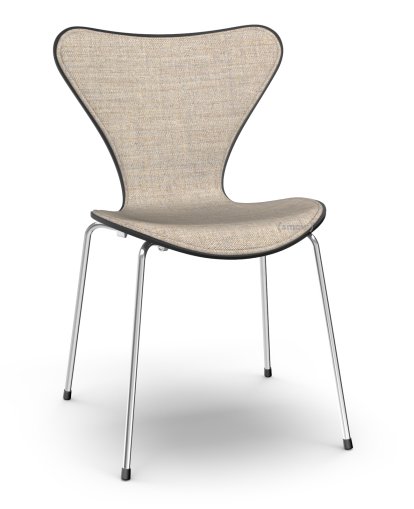 Chaise Série 7 3107 avec rembourrage avant, Laqué, Laqué noir, Remix 242 - Marron clair, Chromé
