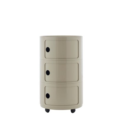 Componibili Big conteneur, 3 tiroirs, Gris pigeon, Avec roulettes
