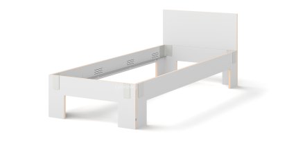 Lit Tagedieb, 90 x 220 cm, Avec tête de lit, FU (bouleau contreplaqué) blanc, Gris clair, Sans sommier