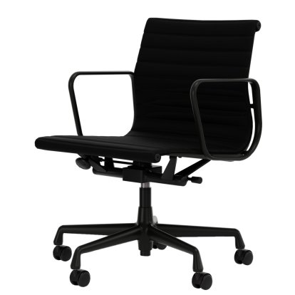 Aluminium Chair EA 117, Aluminium finition époxy noir foncé, Cuir (Standard), Nero