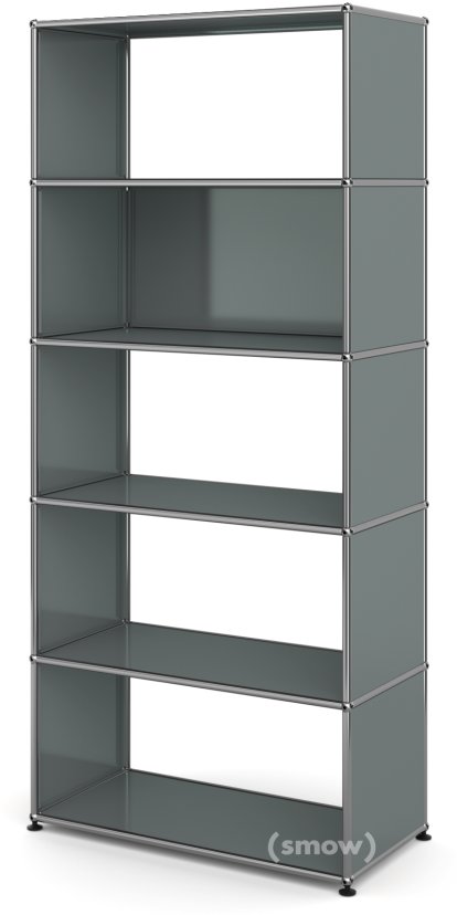 Étagère M USM Haller Type 1, 1 panneau arrière, Gris moyen RAL 7005
