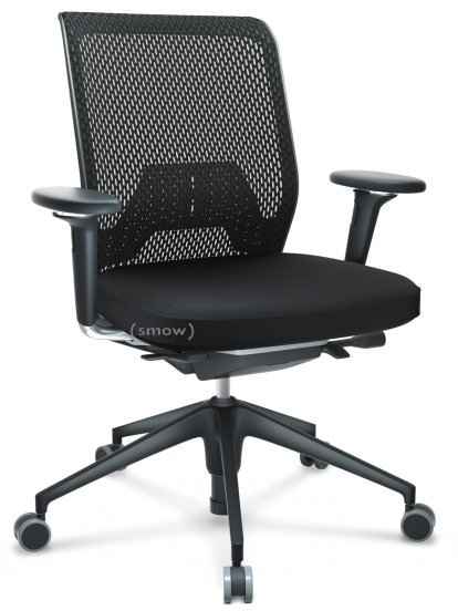 ID Mesh, Mécanisme Flowmotion avec inclinaison avant et réglage de la profondeur , Avec accotoirs 3D, Piétement à 5 branches, plastique basic dark, Noir basic, Assise Silk Mesh, dossier Diamond Mesh, Nero, Durs pour tapis