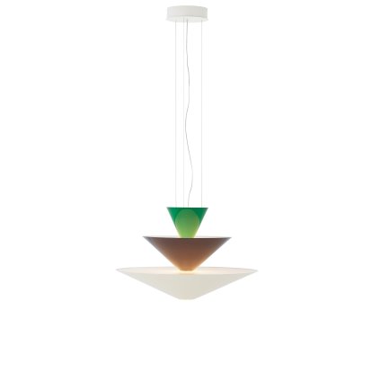 Suspension Gio LN14 / LN15, Ø 60 cm x H 39 cm, Vert signal, bleu profond et blanc écru