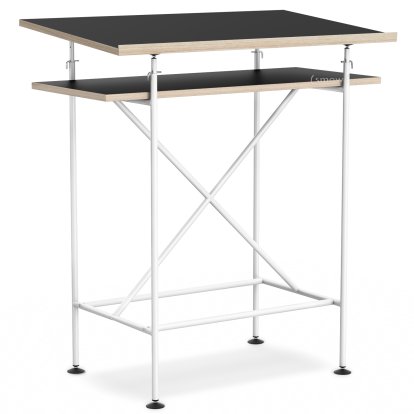 Pupitre Milla, 70cm, Blanc, Mélaminé noir avec bords chêne