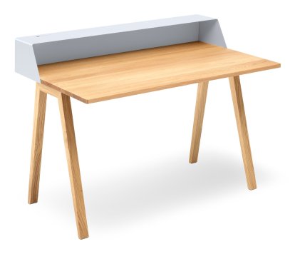 Secrétaire PS04 / PS05 , L 120 x P 75 (PS05), Blanc de sécurité (RAL 9003), Chêne huilé  , Sans boîtier électrique