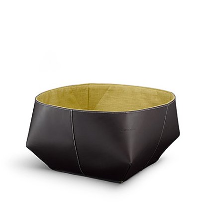 Panier Isanka, Cuir Saddle café, tissu Loft kiwi