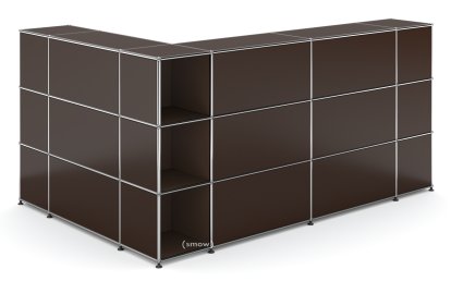 Comptoir d’accueil USM Haller version 4, Marron USM, Coin ouvert