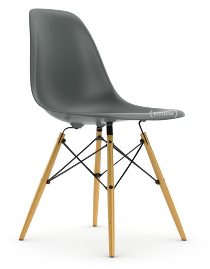 Eames Plastic Side Chair DSW, Gris granit, Sans rembourrage, Sans rembourrage, Version standard - 43 cm, Érable nuance de jaune