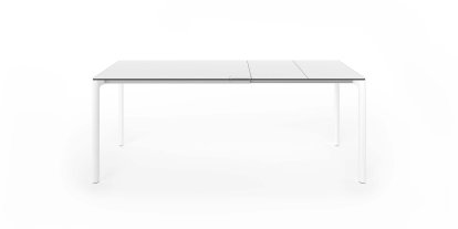 Table extensible Maki, L 114-194 x L 80 cm, Stratifié blanc, Aluminium laqué blanc