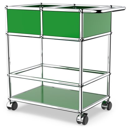 USM Haller chariot à boissons à étages avec compartiments, Vert USM, Durs pour tapis