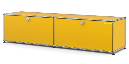 Meuble bas Lowboard L USM Haller avec deux portes abattantes, Jaune or RAL 1004