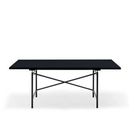 Table Eiermann 1 M (réglage mécanique de la hauteur), Linoleum noir (Forbo 4023) avec bords noir, 180 x 90 cm, Noir