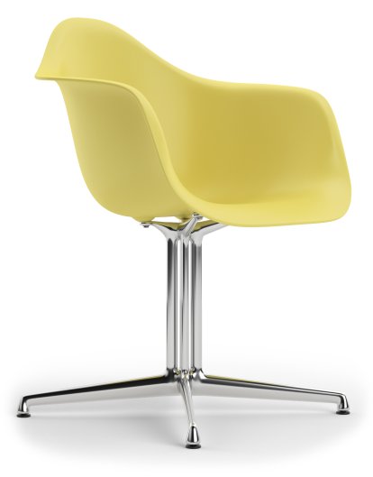 Eames Plastic Armchair DAL, Citron, Sans rembourrage, Sans rembourrage, Aluminium poli, Nouvelle hauteur d'assise (43,0 cm)