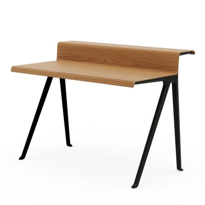 Bureau Courier , Chêne naturel, huilé, Revêtement thermolaqué noir foncé