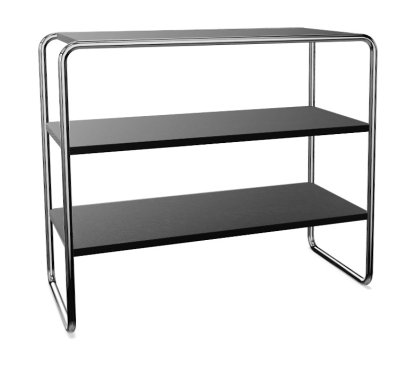Étagère B 22 Bauhaus, Hêtre laqué à pores ouverts noir intense, B 22a: rayonnages à équidistance