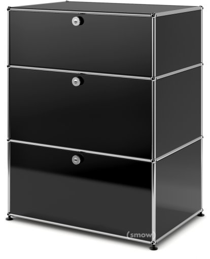 Commode USM Haller avec 3 tiroirs, H 95 + 4 x L 58 x P 50 cm, Noir graphite RAL 9011