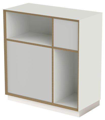 Étagère Vertiko Ply, Version 1, Blanc pur, Avec socle