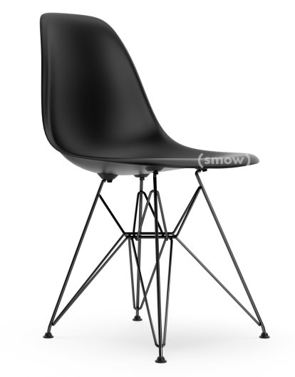 Eames Plastic Side Chair DSR, Noir profond  , Sans rembourrage, Sans rembourrage, Version standard - 43 cm, Revêtement basic dark