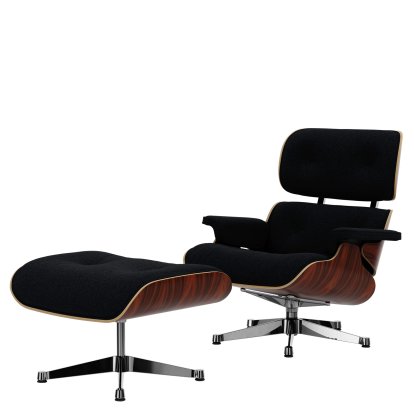 Eames Lounge Chair & Ottoman Nubia, Anthracite noir / Palissandre Santos, naturel