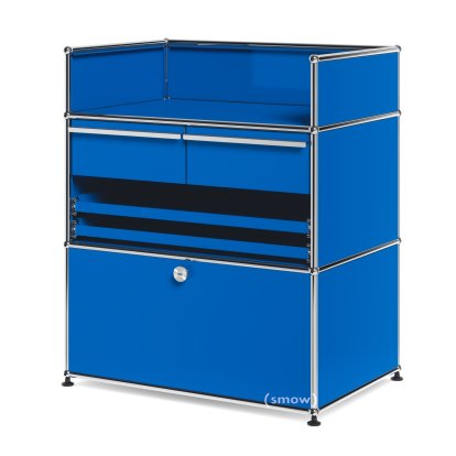 Meuble d'appoint médical USM Haller, Bleu gentiane RAL 5010, Sans serrures