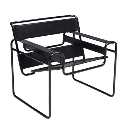 Fauteuil Wassily (B3), Noir / Pleine fleur noir