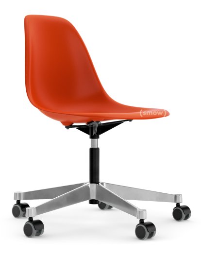Eames Plastic Side Chair PSCC, Rouge coquelicot, Sans rembourrage, Sans rembourrage