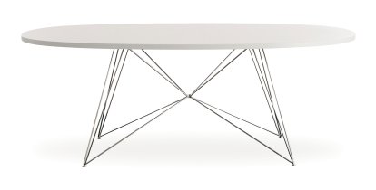 Table Tavolo XZ3 Ovale, Fenix blanc, Chromé