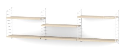 Étagère murale L String, 20 cm, Blanc, Placage frêne  