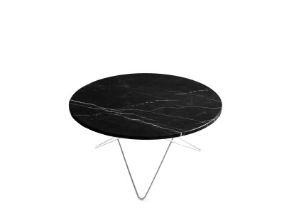 O Table, Noir Marquina, Acier inoxydable 